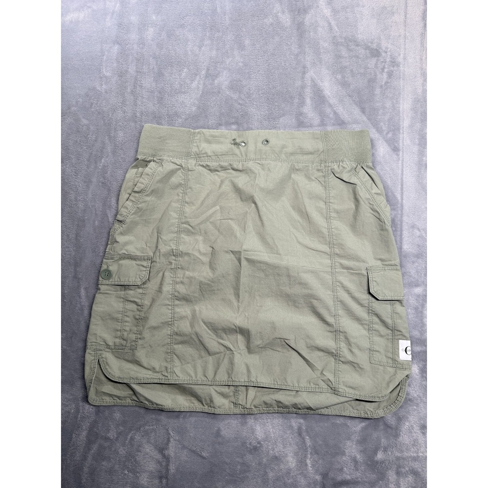 Calvin Klein Jeans Mini Skirt Womens M Olive Green Cotton Utility High Low Hem